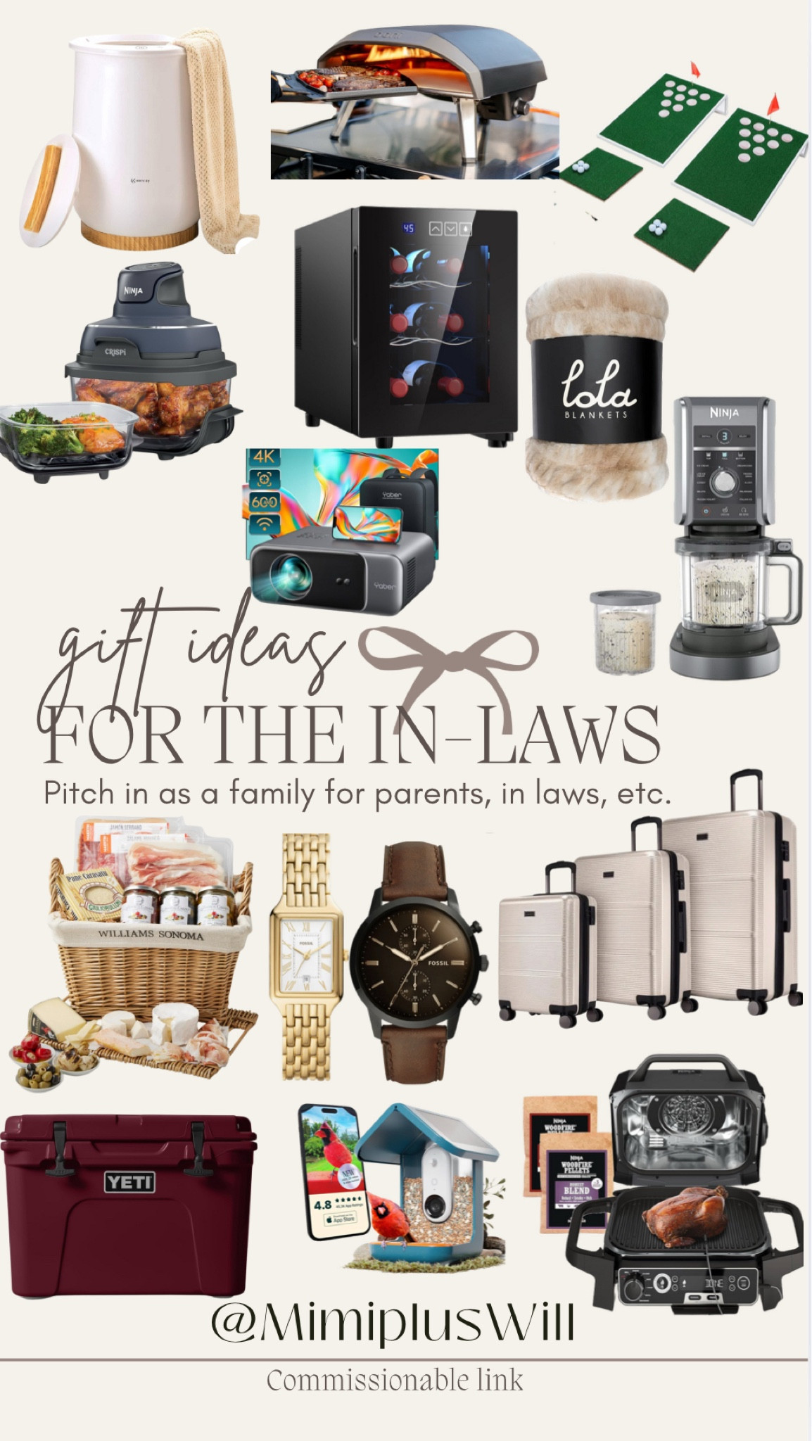 @mimipluswill 2024 gift guide! Gift ideas you can buy with your siblings, sister and brother in laws or whomever to give a large gift to a loved one! 

Luggage | gift guide | gift ideas | cheese basket | glass airfryer | wine fridge | pizza oven 
Follow @mimipluswill for more! 

#LTKHoliday #LTKGiftGuide #LTKSeasonal