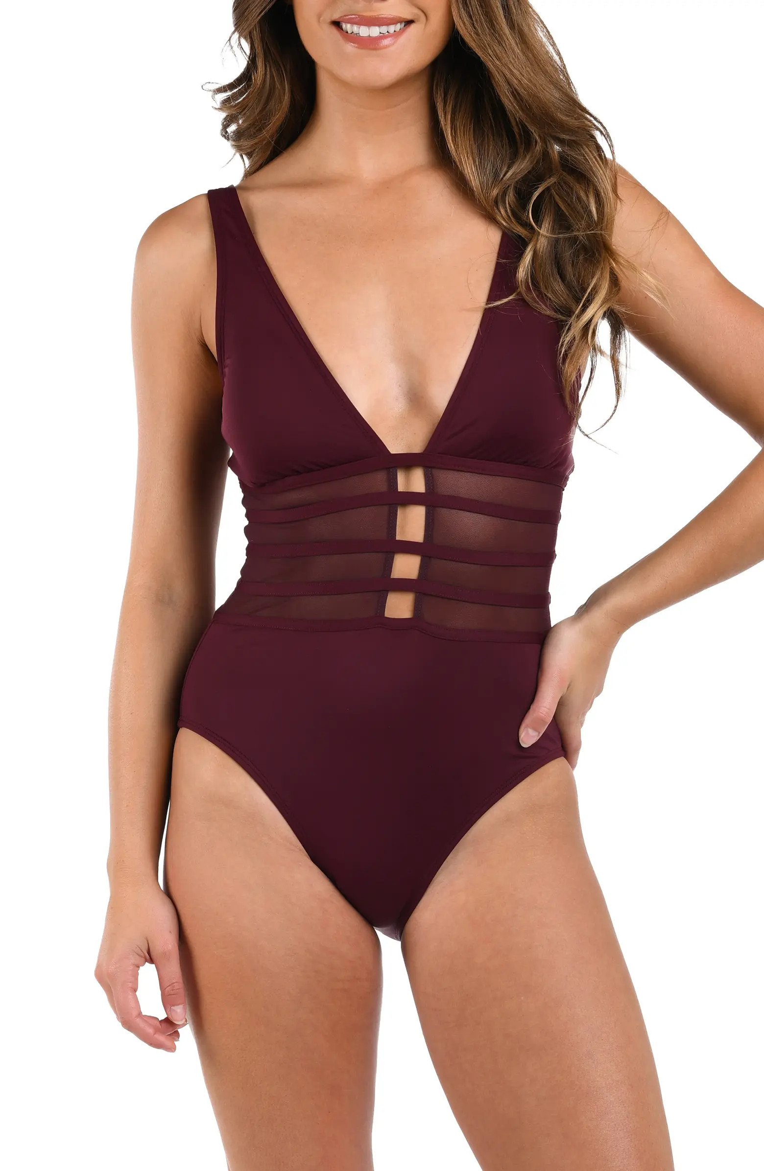 Strappy Mesh Inset One-Piece Swimsuit | Nordstrom