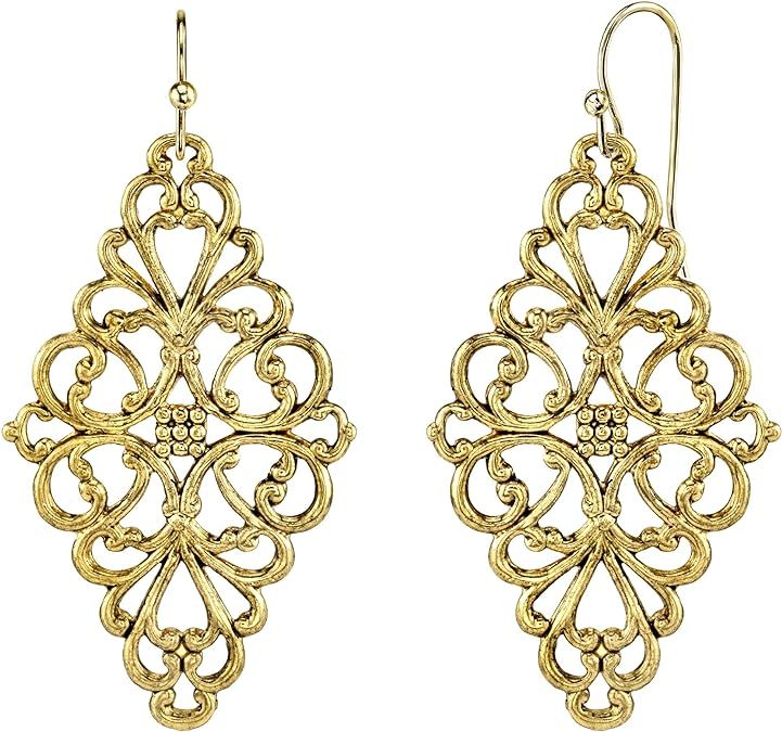 1928 Jewelry Filigree Diamond Drop Earrings | Amazon (US)