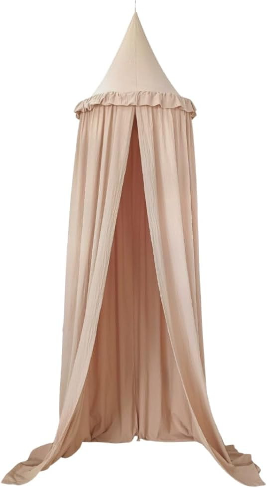 Wonder Space Kids Bed Canopy with Ruffles, Pastel Neutral Color for Boys & Girls, Frilled Cotton ... | Amazon (US)