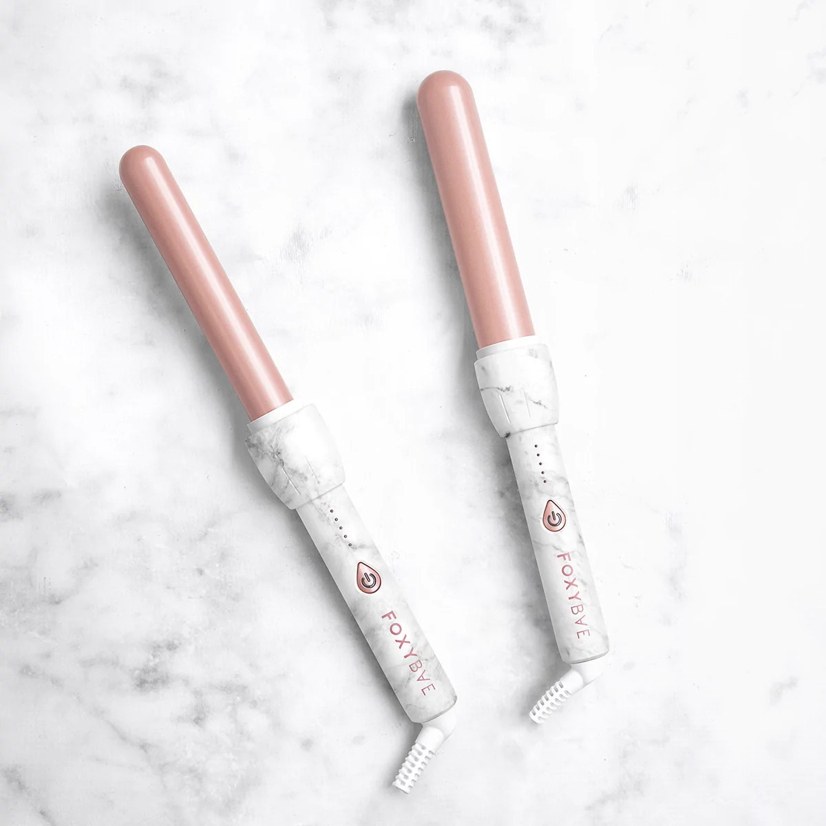 White Marble Rose Gold 32mm Curling Wand | FoxyBae 