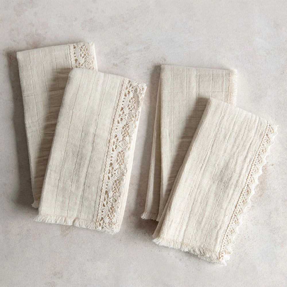 Cotton & Lace Napkin Set | Roan Iris