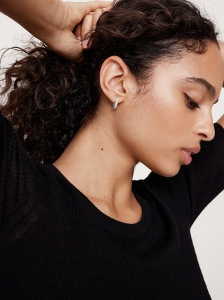 Ravena Oval Huggie Hoop Earrings Set Of 3 by Aureus + Argent | Banana Republic (US)