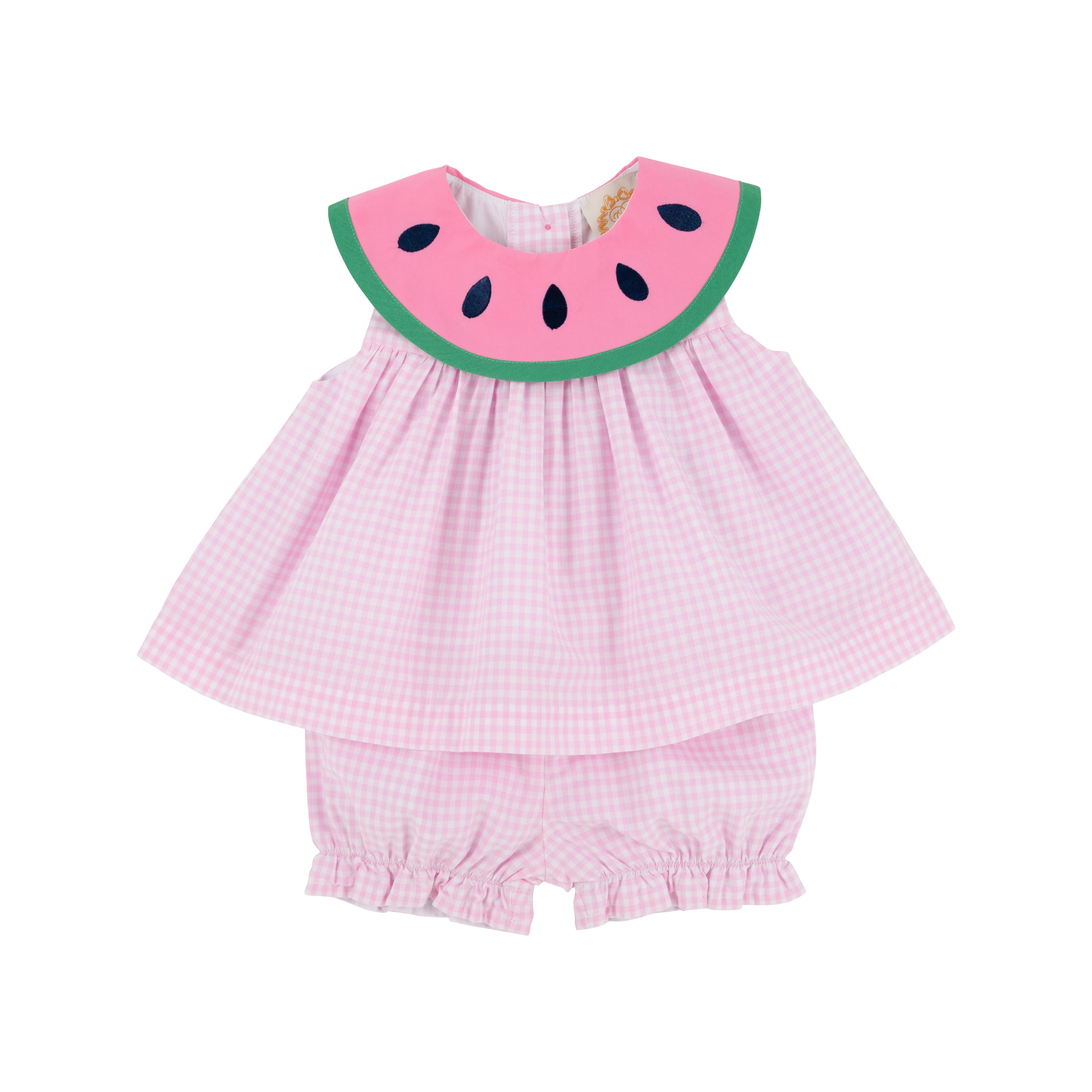Sleeveless Tabitha's Teacher's Pet Set - Greenbrier Gingham Watermelon | The Beaufort Bonnet Company