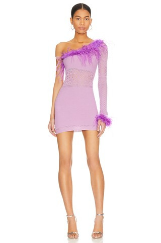 NBD Juana Feather Trim Mini Dress in Purple from Revolve.com | Revolve Clothing (Global)