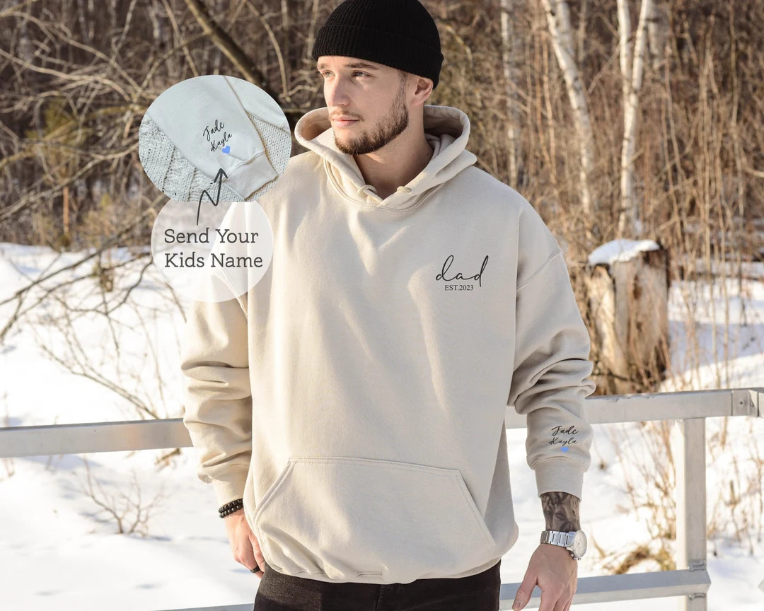 Custom  Dad Est with Kids Names and Heart on Sleeve Sweatshirt,Dad Est Sweatshirt,Unique Gifts fo... | Etsy (US)