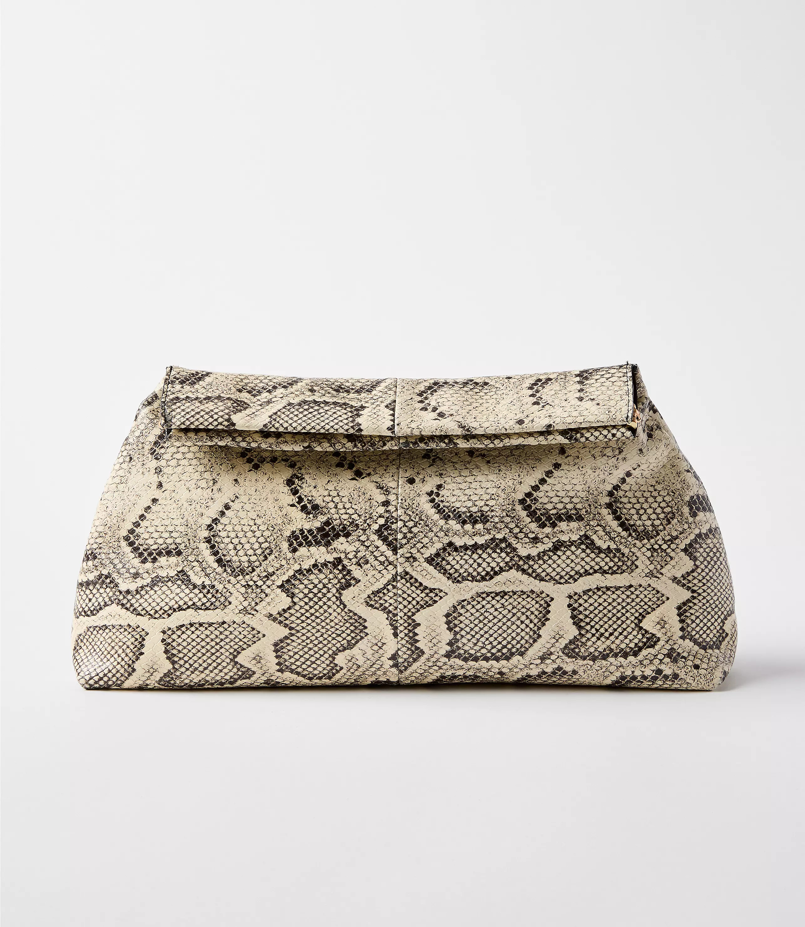LOFT Versa Snake Print Leather Oversized Clutch Bag | LOFT