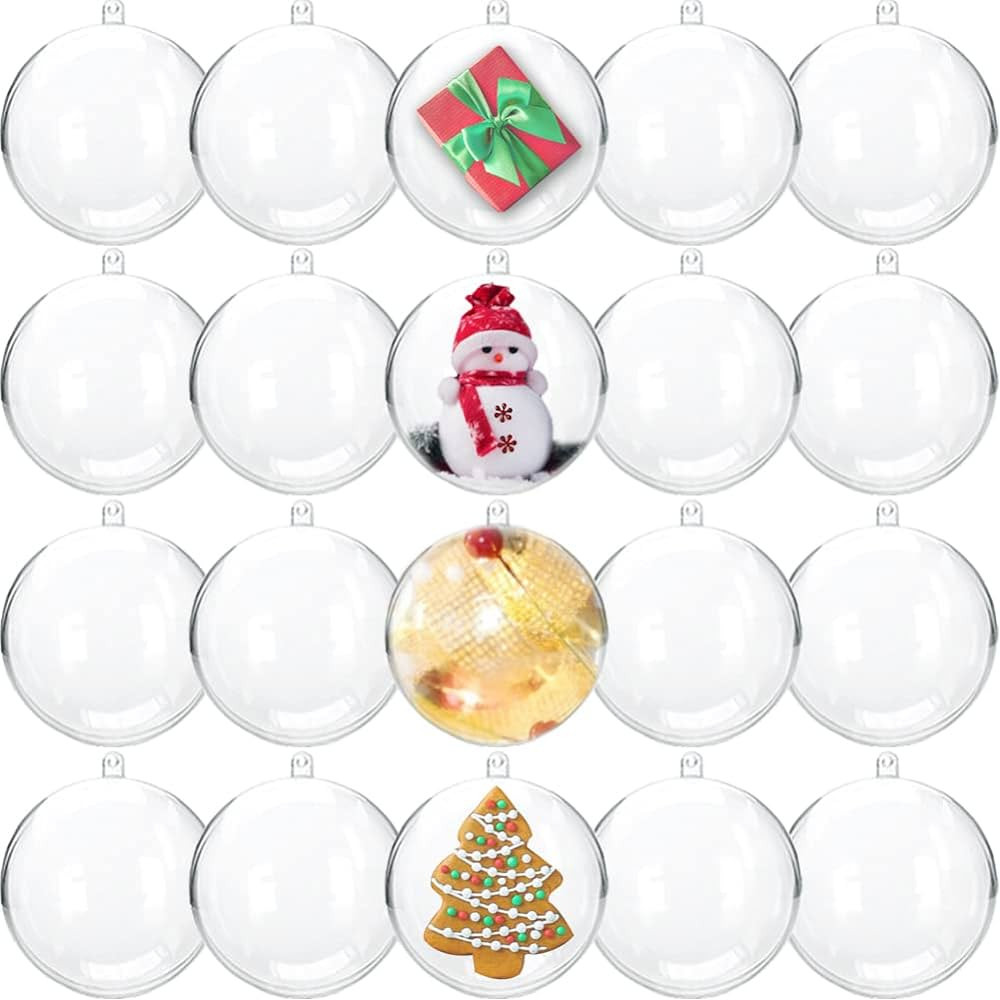 20 Pcs Clear Fillable Ornaments Ball,Transparent Plastic Craft Ornament Balls,DIY Plastic Christm... | Amazon (US)