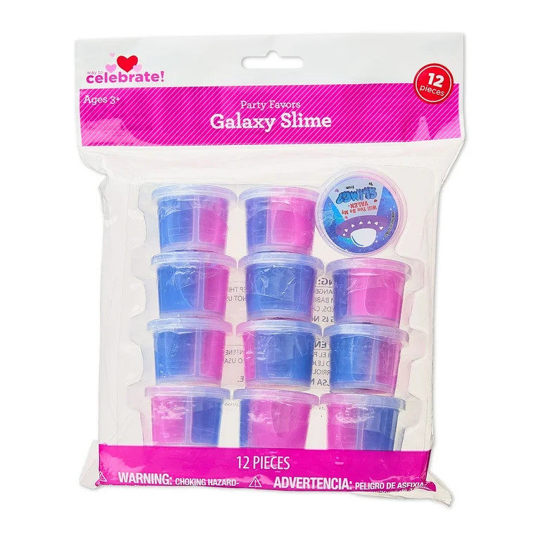 Galaxy Slime Party Favors, Pink and Blue, 12 Count, Valentine's Day by Way To Celebrate | Walmart (US)