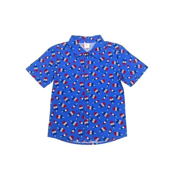 Way To Celebrate Boys Patriotic Americana Woven Button Up, Sizes 4-18 | Walmart (US)