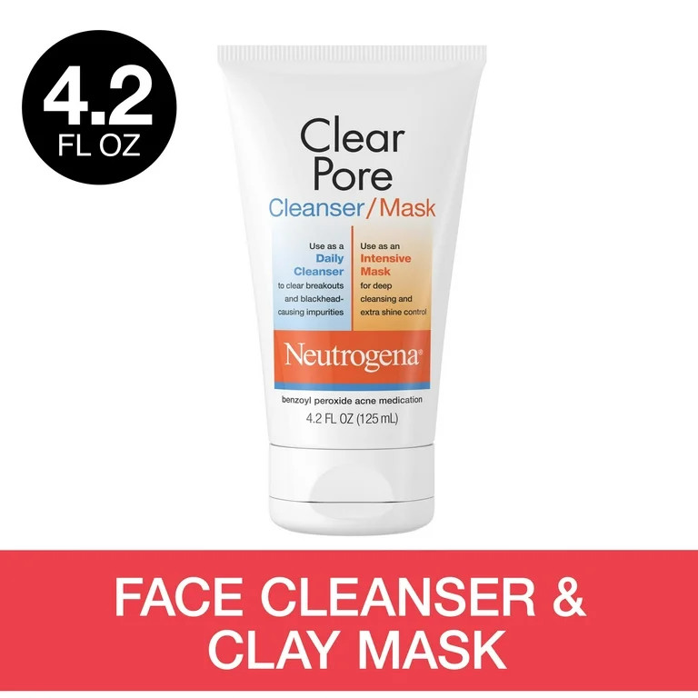 Neutrogena Clear Pore 2-in-1 Facial Cleanser & Clay Mask, 4.2 fl. oz | Walmart (US)