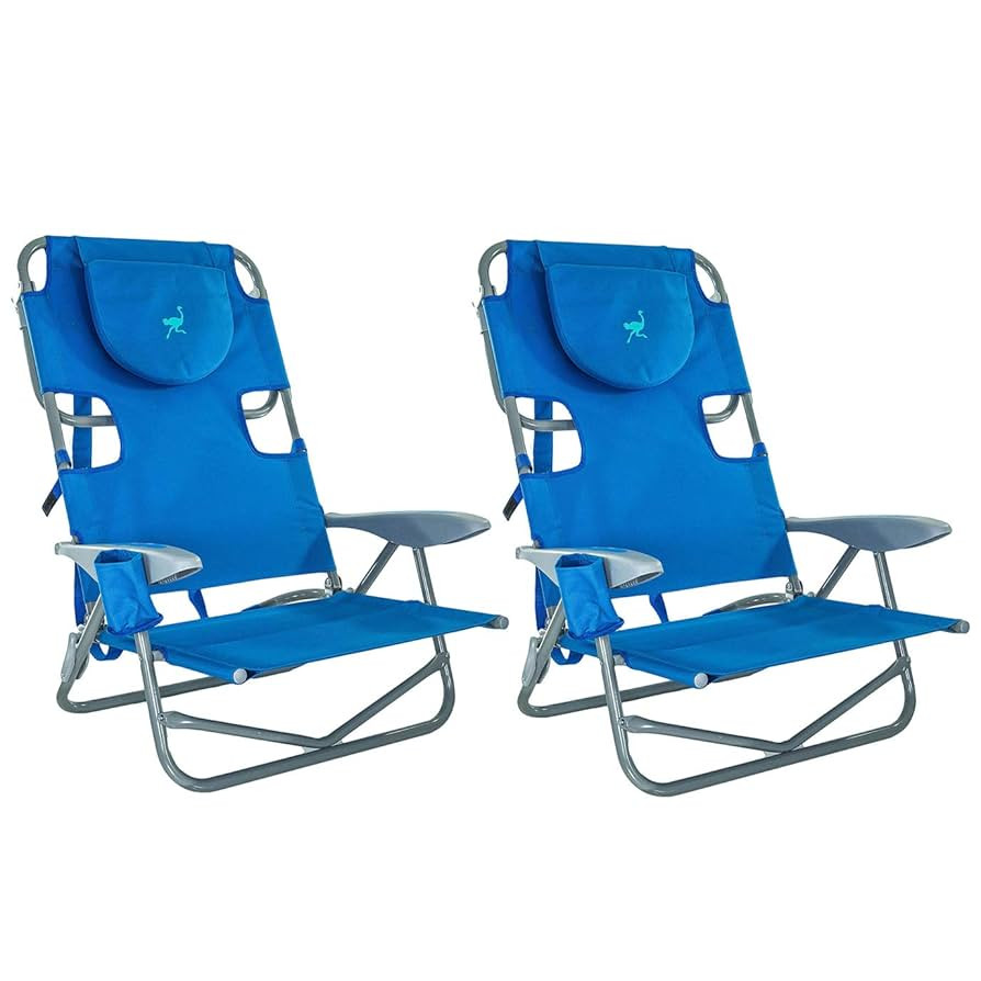 Ostrich On-Your-Back Outdoor Lounge 5 Position Reclining Beach Chair (2 Pack) | Amazon (US)