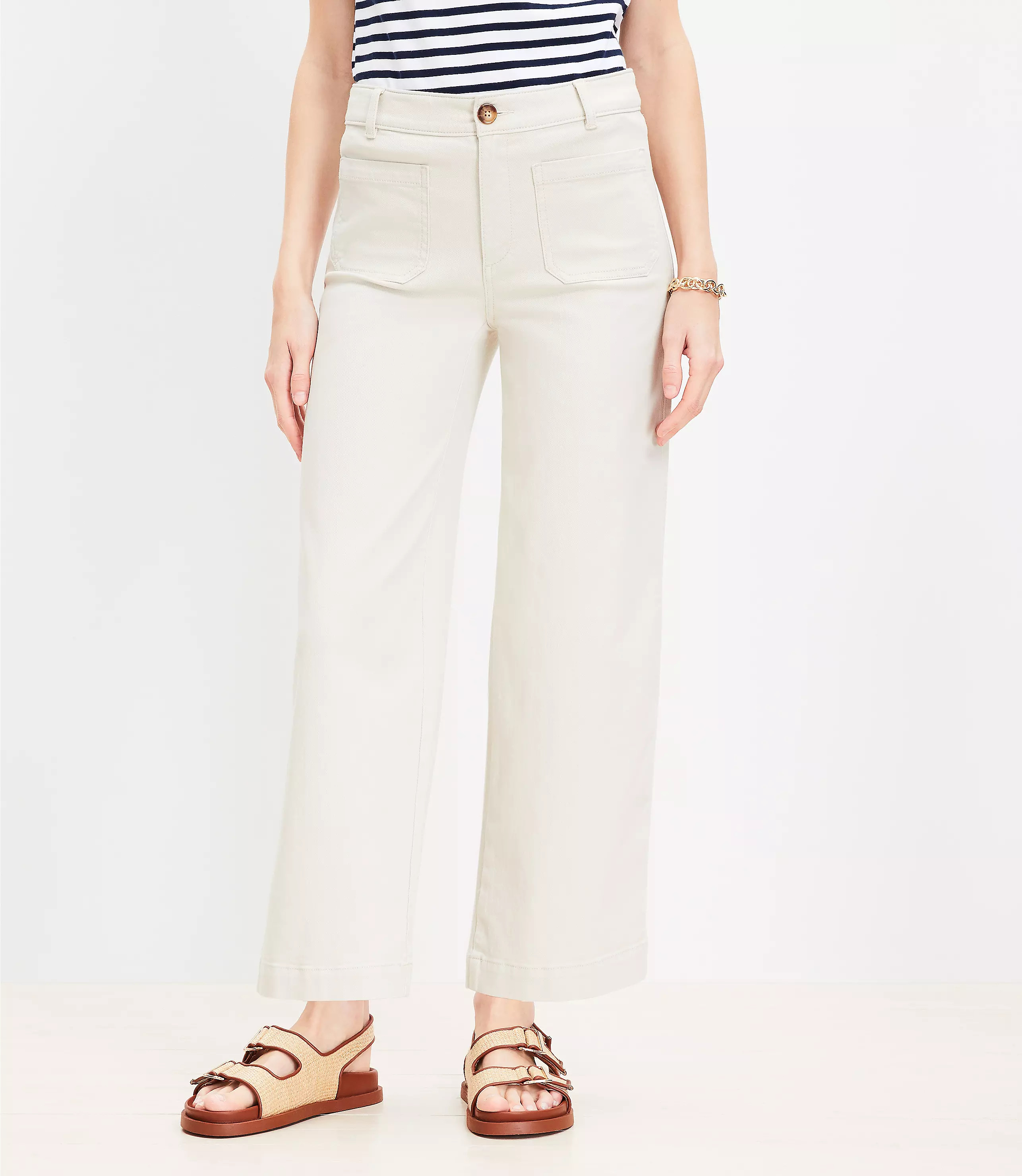 Palmer Wide Leg Crop Pants in Twill | LOFT