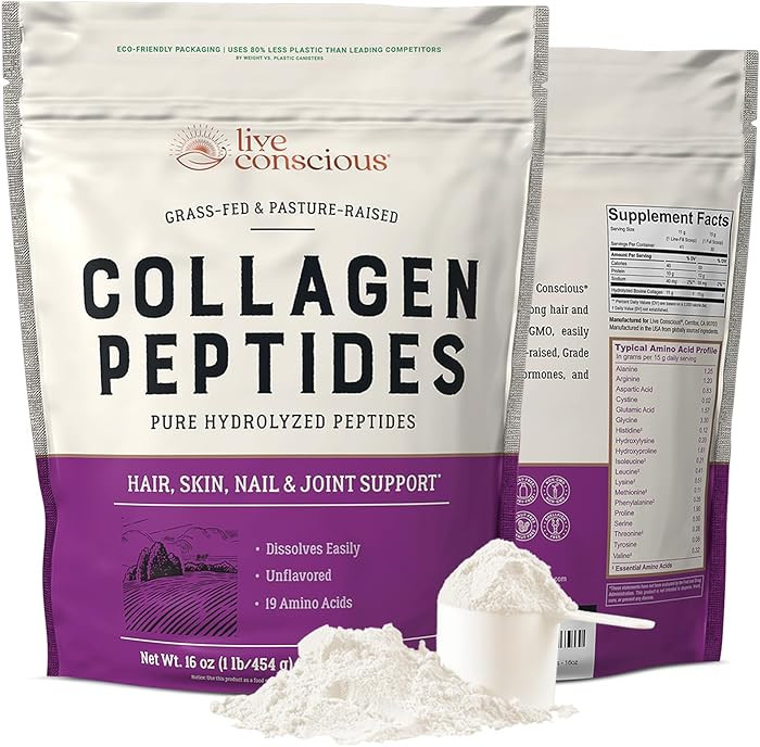 Live Conscious Collagen Peptides Powder - Naturally-Sourced Hydrolyzed Collagen Powder - Hair, Sk... | Amazon (US)