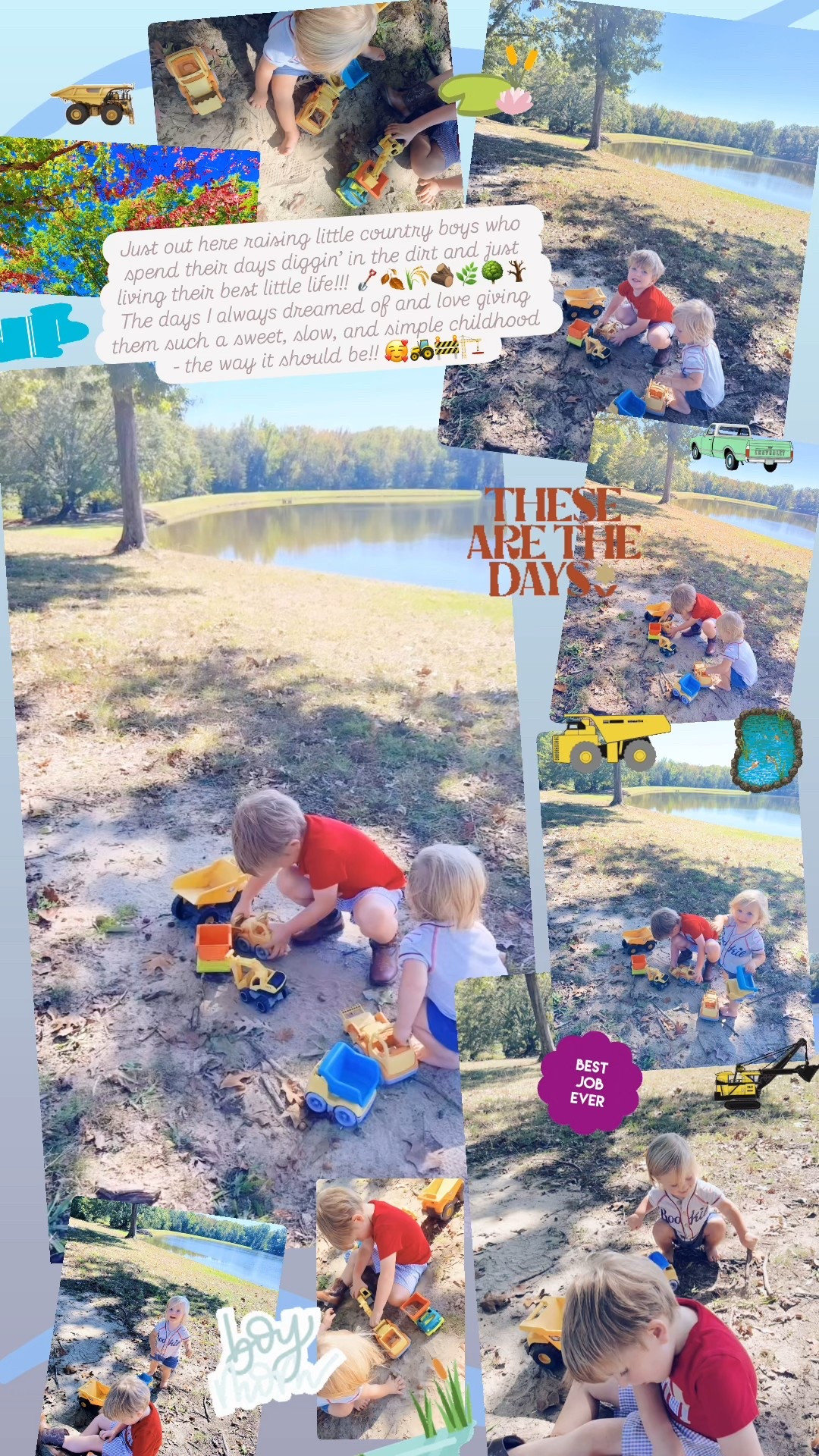 Just out here raising little country boys who spend their days diggin’ in the dirt and just living their best little life!!! 🪏🍂🌾🪵🌿🌳🪾 The days I always dreamed of and love giving them such a sweet, slow, and simple childhood - the way it should be!! 🥰🚜🚧🏗️

#LTKKids #LTKFamily #LTKBaby