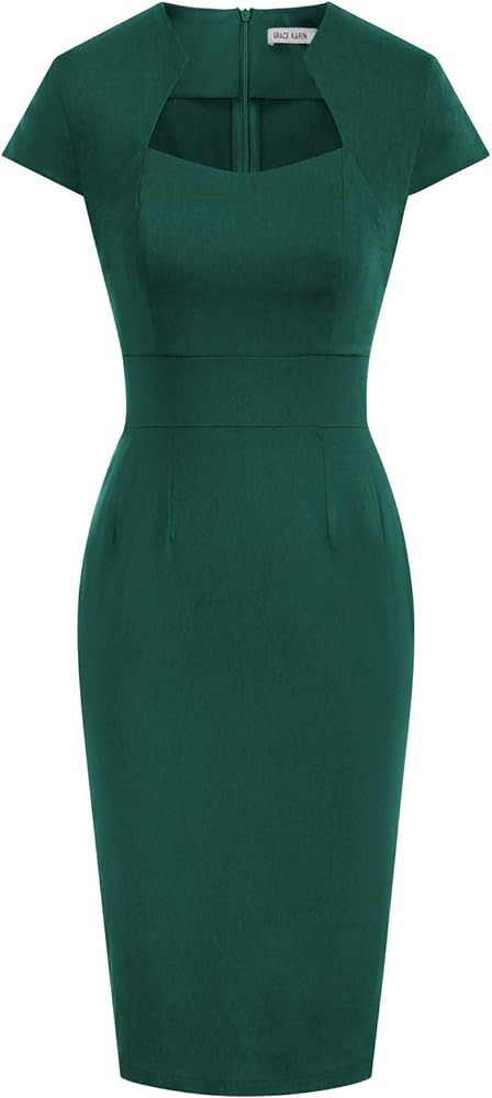Grace Karin Womens 50s 60s Vintage Pencil Dress Bodycon Cap Sleeve Dress | Amazon (US)