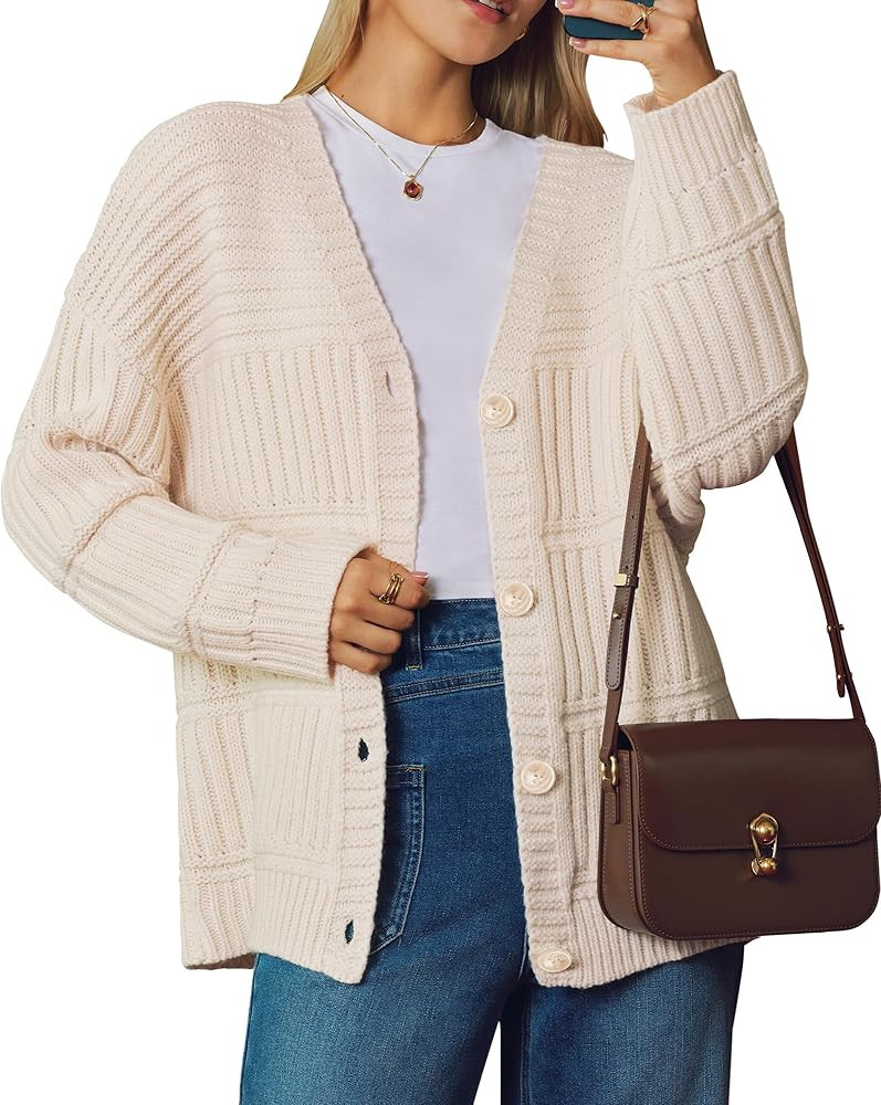 Arach&Cloz Women's Wool Blend Chunky Knit Winter Cardigan Sweaters 2025 | Amazon (US)