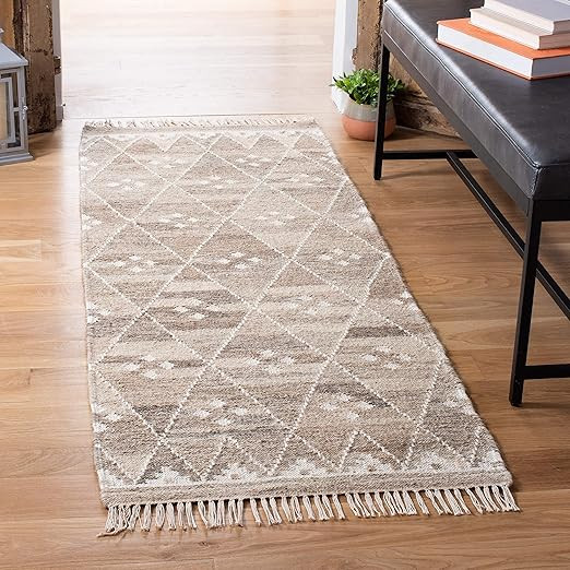 Safavieh Natural Kilim Collection NKM316B Handmade Moroccan Boho Tribal Wool & Viscose Runner, 2'... | Amazon (US)