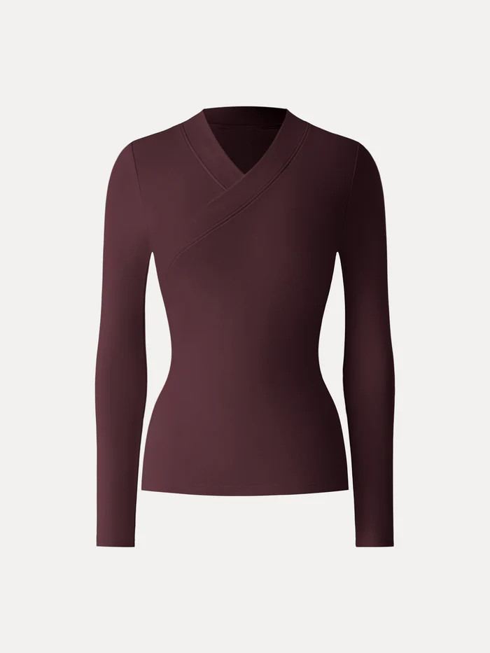 Wide Binding Surplice Long Sleeve Top | OGLmove