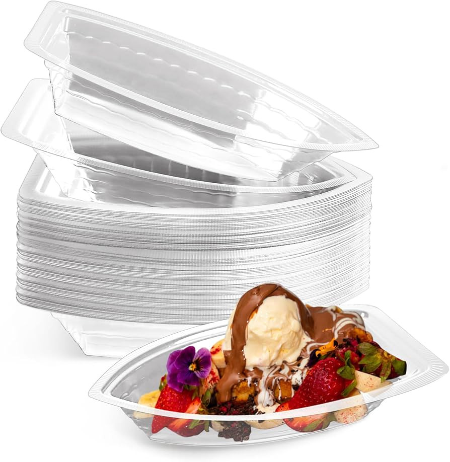 CZWESTC 50 Pack Disposable Banana Split Boats, Ice Cream Sundae Bowls, and Clear Plastic Disposab... | Amazon (US)