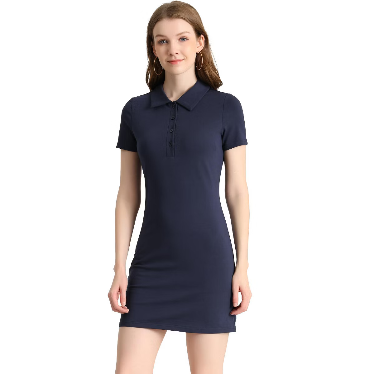 Allegra K Women's Short Sleeve Polo Collar Golf Tennis Stretch Mini Cotton T-Shirt Dress | Target