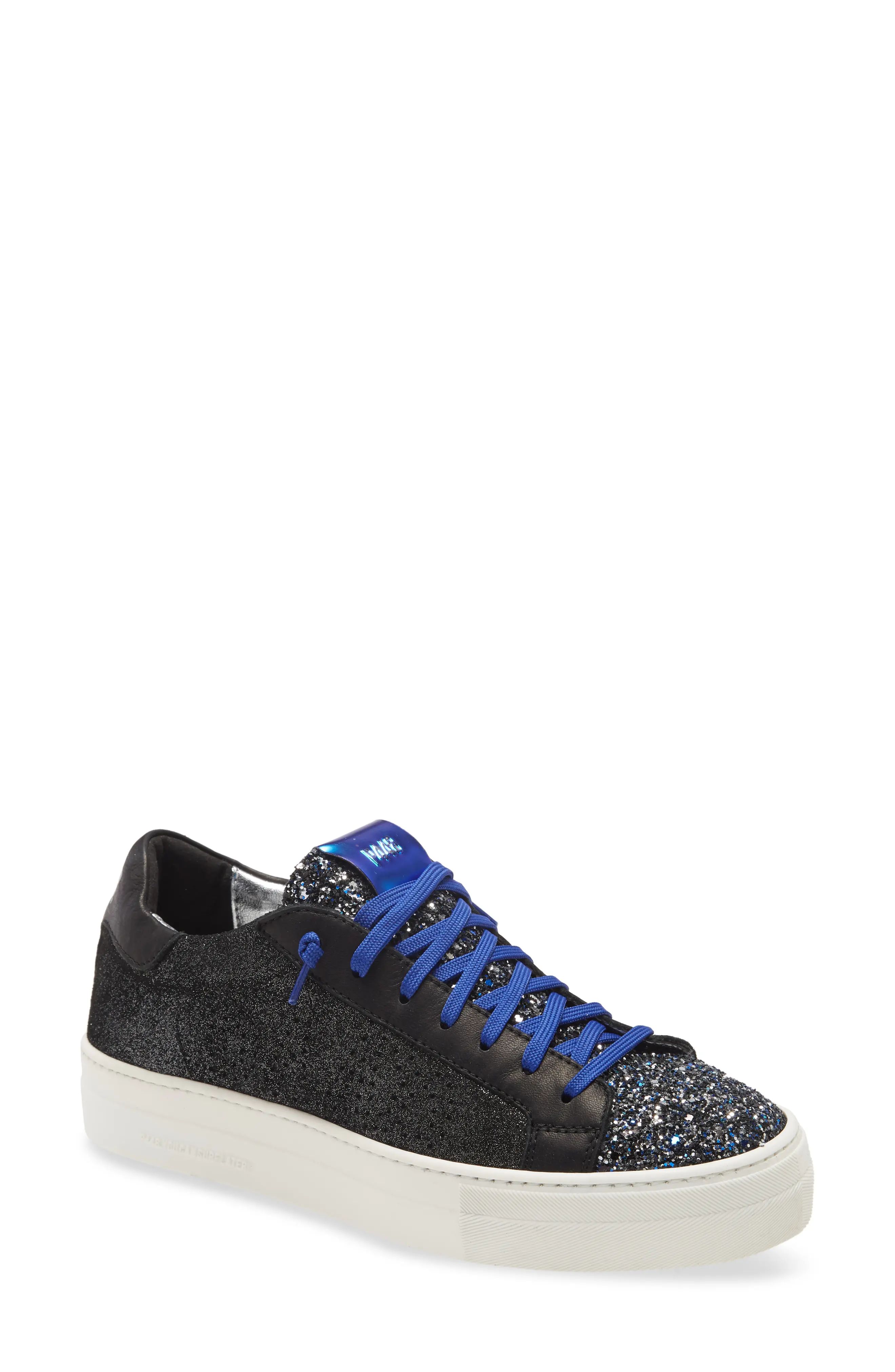 Women's P448 Thea Glitter Platform Sneaker, Size 10.5-11US - Black | Nordstrom