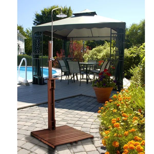 Noah 94.5" H Stainless Steel Freestanding Outdoor Shower and Duckboard | Wayfair Professional