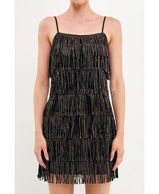 endless rose Women's Embellished Suede Fringe Mini Dress - Macy's | Macy's