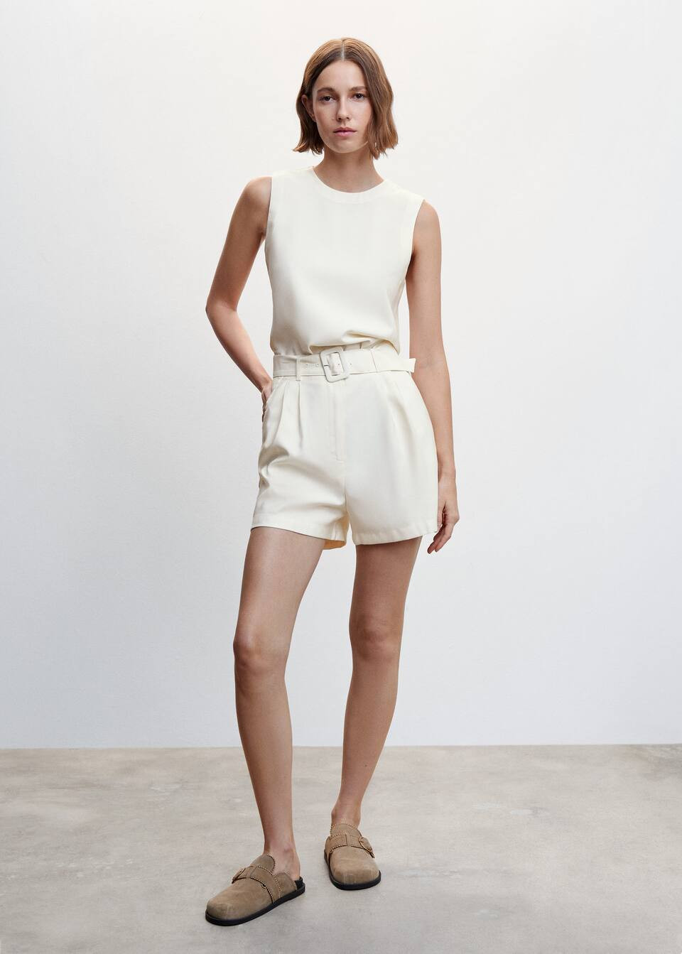 Shorts with belt belt -  Women | Mango USA | MANGO (US)