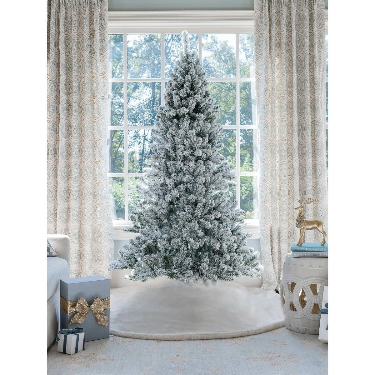 King of Christmas 8ft Snow Flocked Hinged Artificial Christmas Tree Unlit Prince Flock Holiday De... | Target