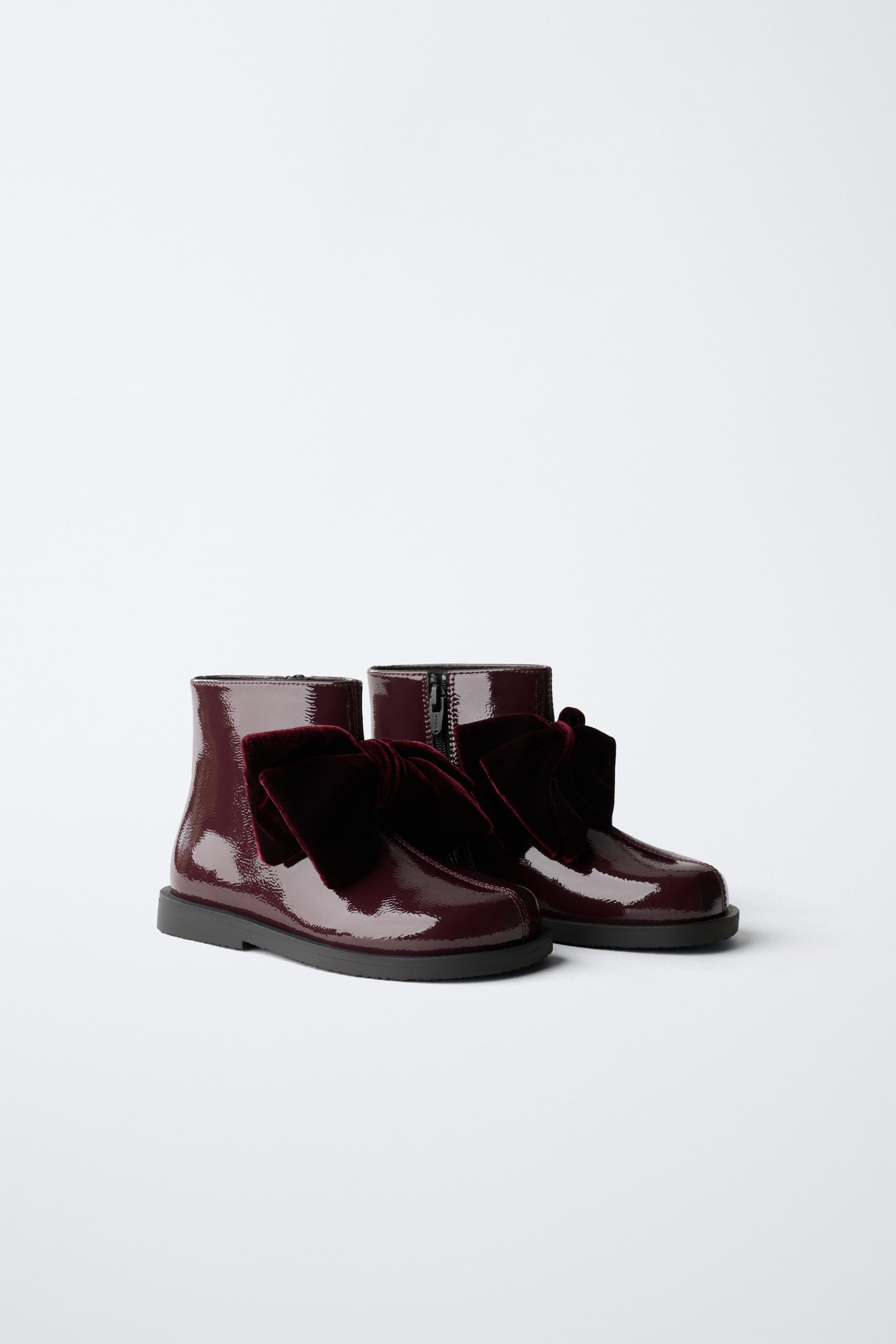 PATENT FINISH BOW BOOTS | Zara US