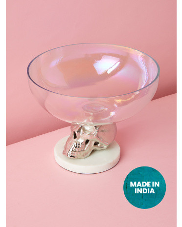 10in Serving Bowl With Skull And Marble Base | HomeGoods