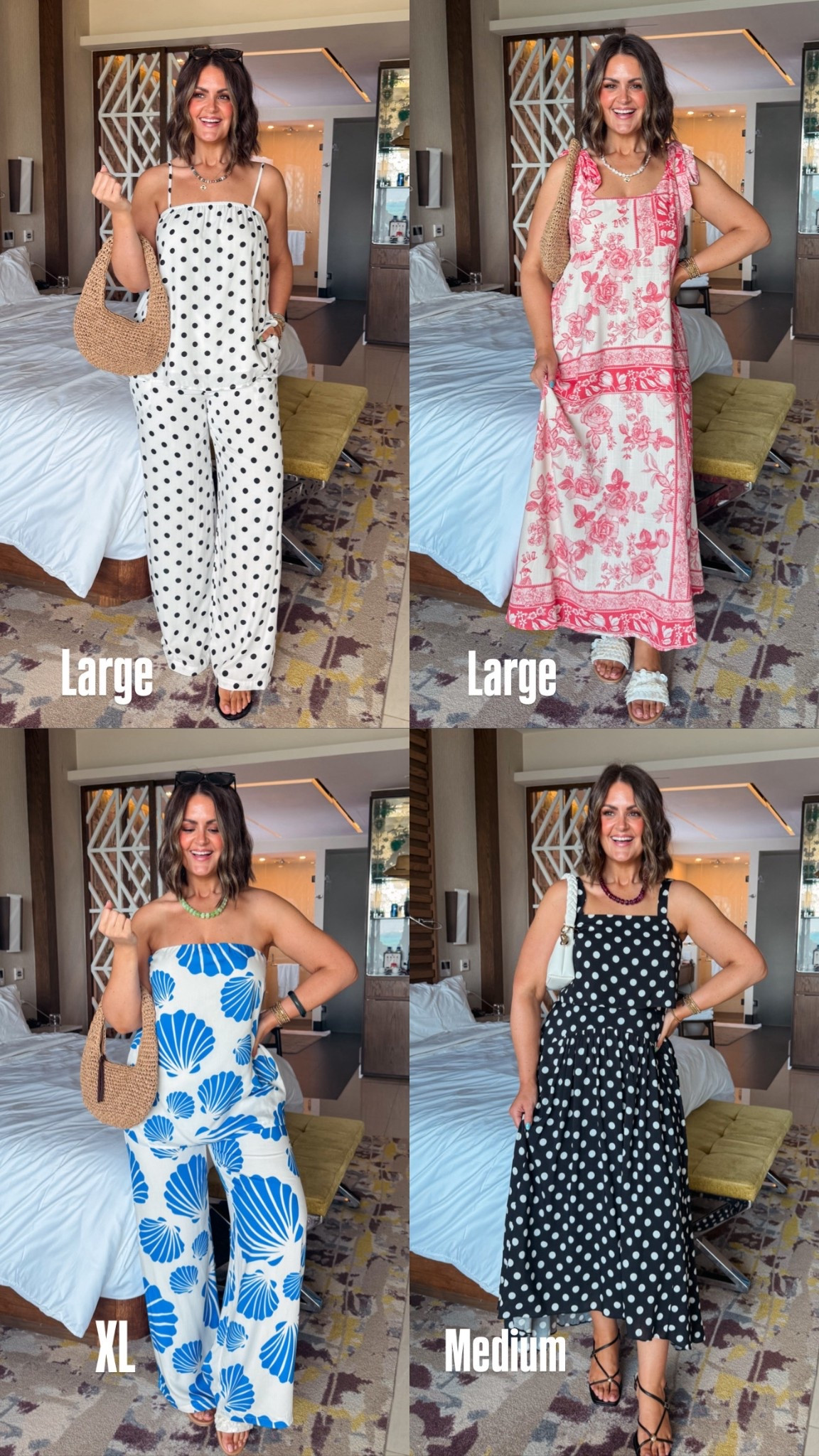 10/10 vacation looks from Petal and Pup🫶🏻
Use code: ITSCOURTNEY20 to save sitewide ✨🦋

Polka dot set, large
Dress, large
Blue and white shell set, XL
Black skirt set, medium 
**the cute woven bag is also linked, and my code works on it too! SO good 👏🏻

#petalandpuppartner, spring outfits, size 12, midsize, spring outfit, vacation outfit, spring break, Mother’s Day outfit, graduation party dress, matching set, wide leg pants

#LTKootd #LTKOver40 #LTKMidsize