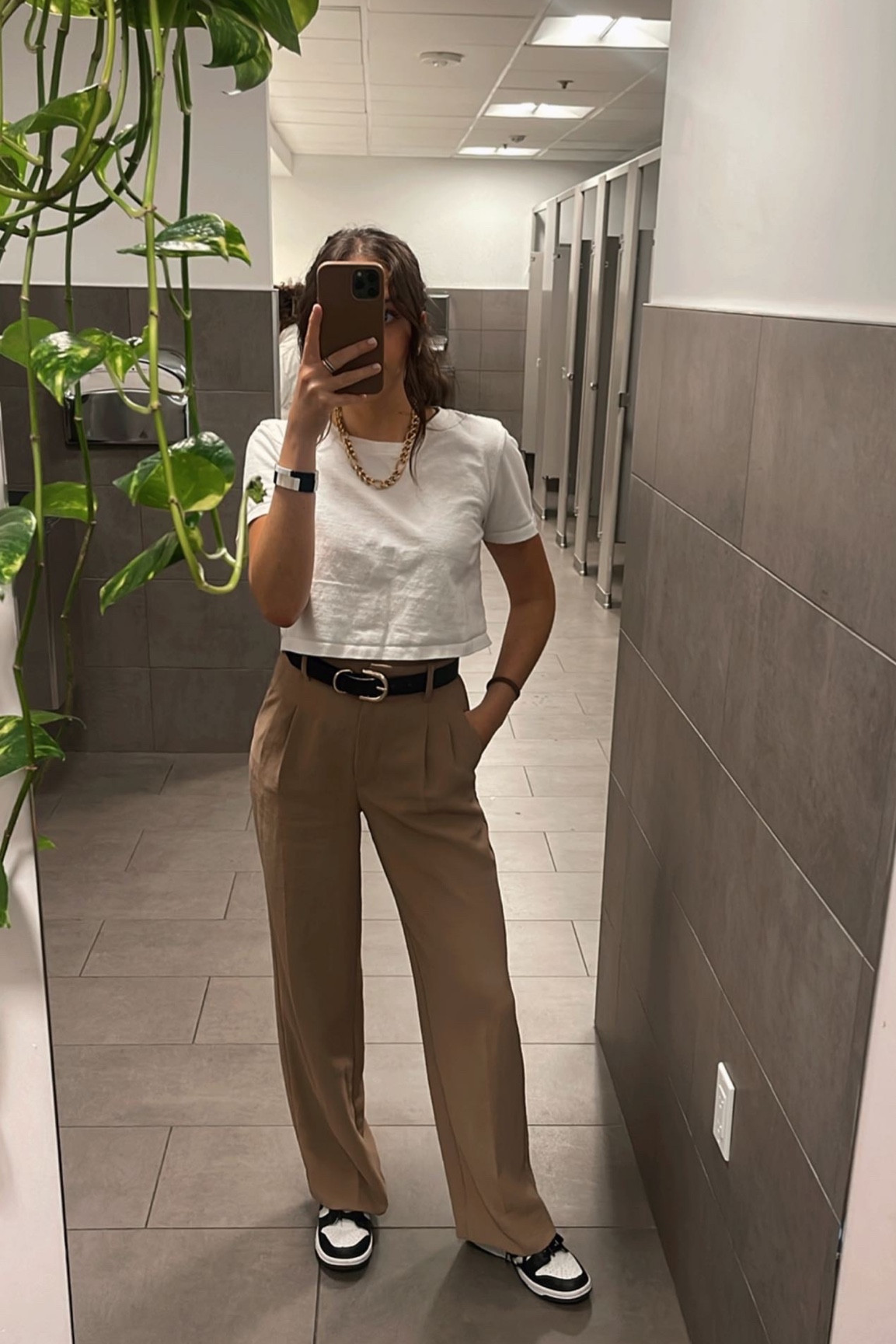 Tan trouser tailored pants Aritzia Effortless pants but Abercrombie has very similar that I also love! 