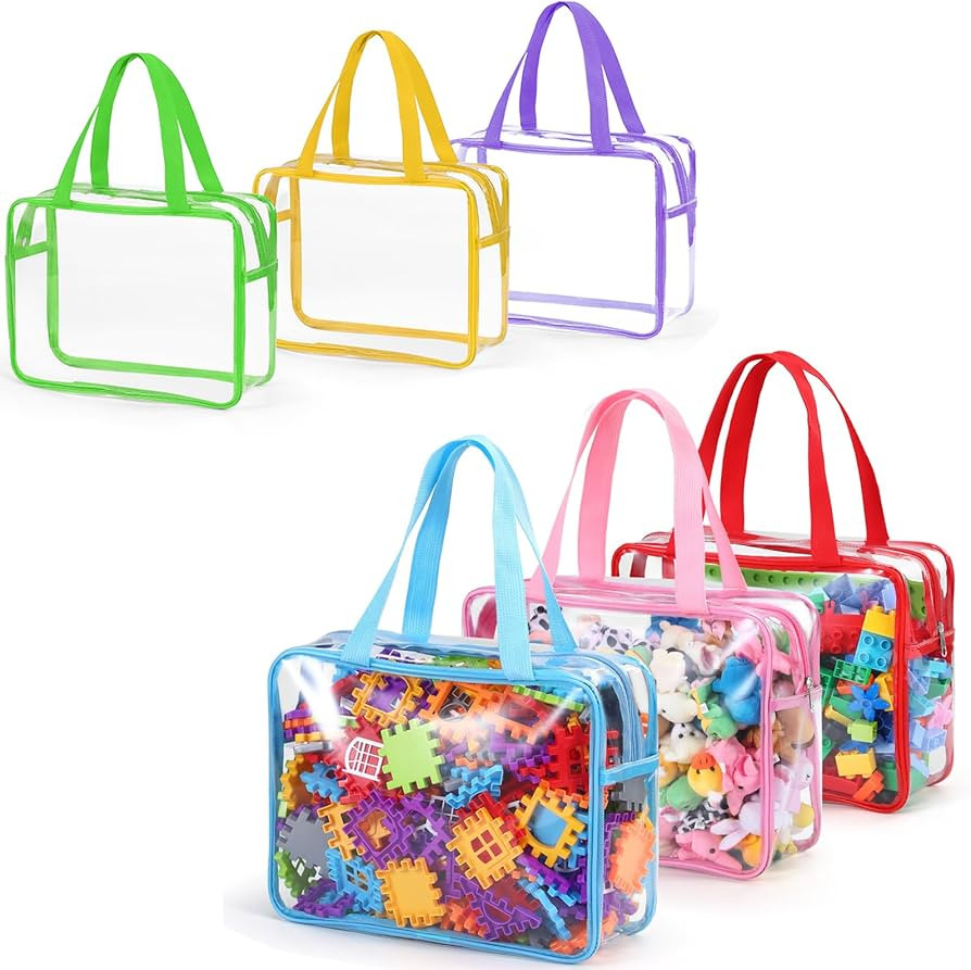 6 Packs Large Toy Storage Bags,Clear Waterproof PVC Toy Storage Organizer with Zipper,Reusable Tr... | Amazon (US)