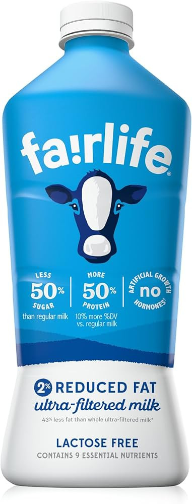 Fairlife 2% Reduced Fat Ultra Filtered Milk, Lactose Free, 52 Fl Oz | Amazon (US)