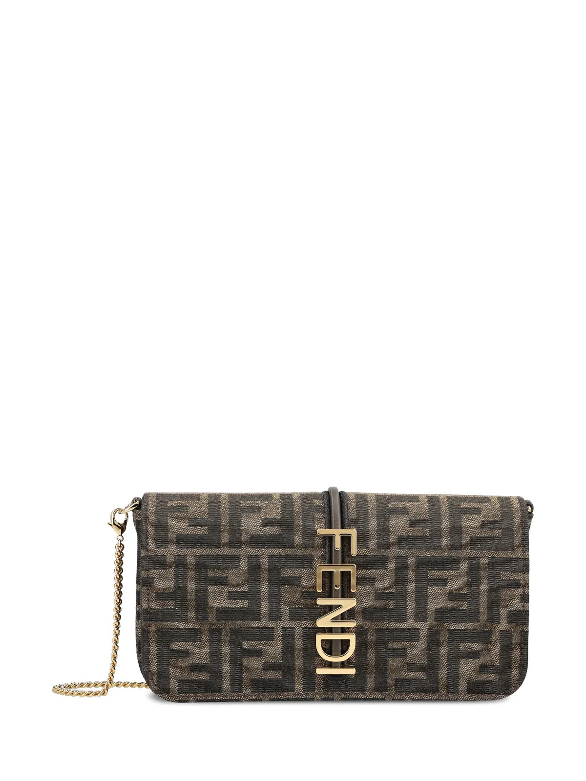 Fendi Fendigraphy FF Jacquard Chain-Linked Wallet | Cettire Global