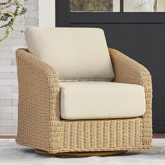 CHITA Wicker Patio Swivel Chairs with Removable Thickened Cushion, Outdoor Rattan Chairs for Sunr... | Amazon (US)