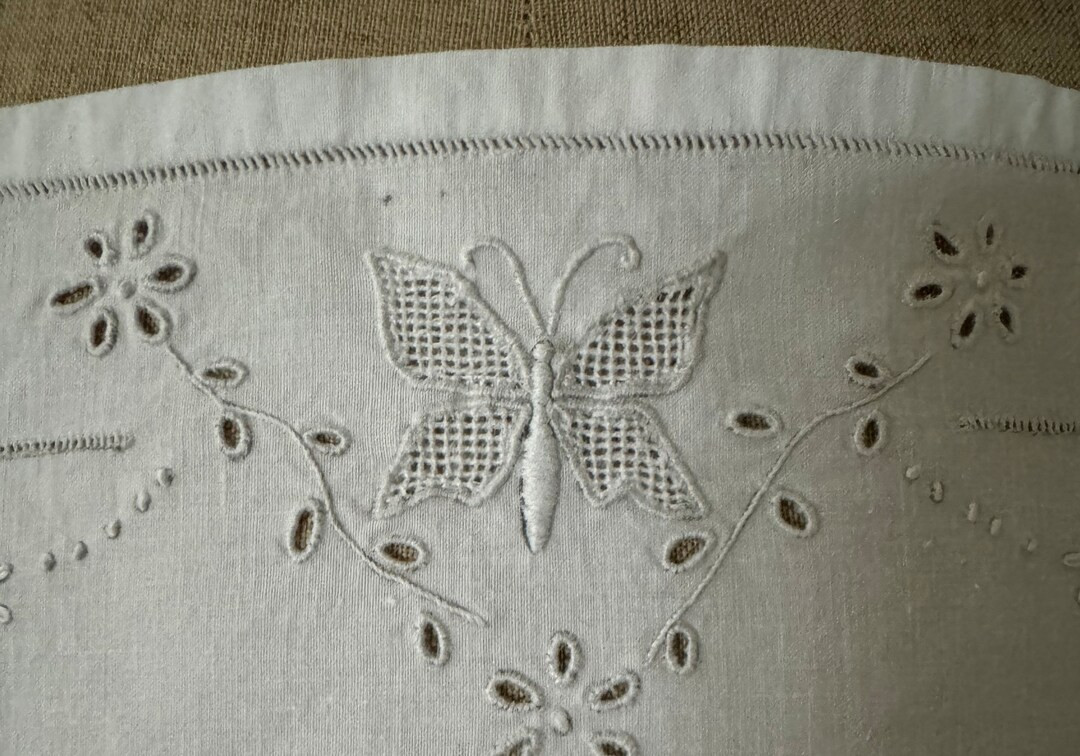 French Antique Slip Dress With Butterfly Embroidery. White Cotton Slip Dress. French Cotton Dress... | Etsy (US)