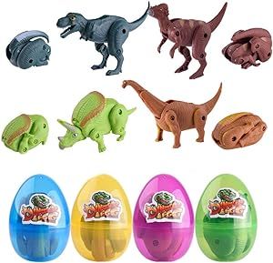 QINGQIU 4 Pack Jumbo Dinosaur Deformation Eggs with Toys Inside for Kids Boys Girls Christmas Sto... | Amazon (US)