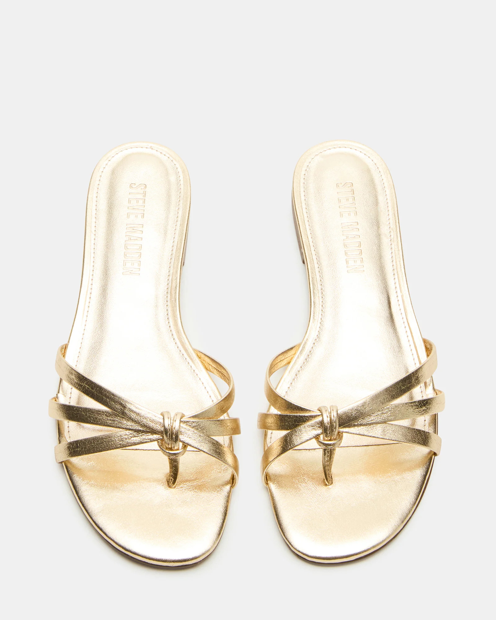 CALISSI Champagne Leather Strappy Women's Slide Sandal | Steve Madden (US)