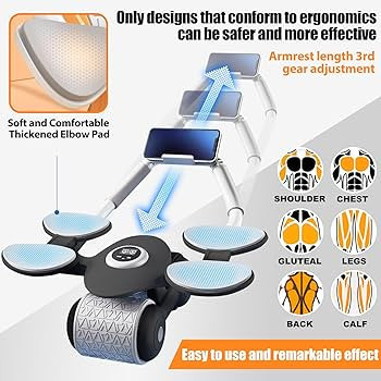 Ailinkor Ab Roller Wheel, New Ab Roller Wheel Automatic Rebound with 4 Elbow Supports, Automatic ... | Amazon (US)