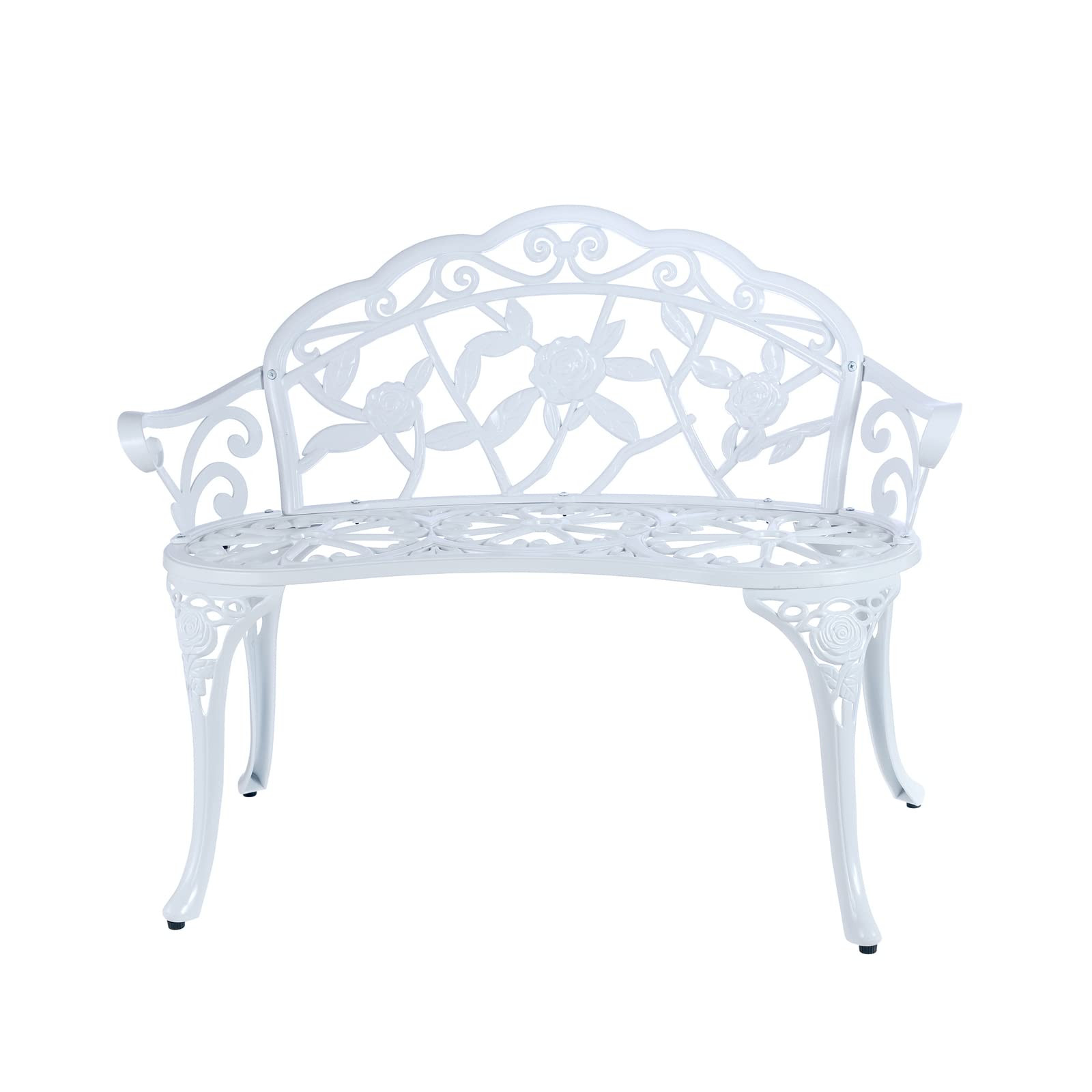 JARDIN DE CENTENNIAL Patio Garden Bench Metal Park Bench Cast Aluminum Outdoor Furniture with Flo... | Amazon (US)