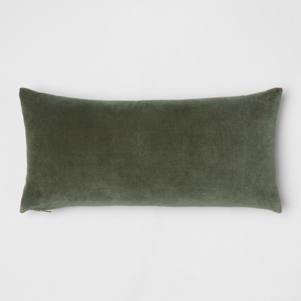 Velvet With Exposed Zipper Oversized Lumbar Throw Pillow Light Green - Project 62 | Target