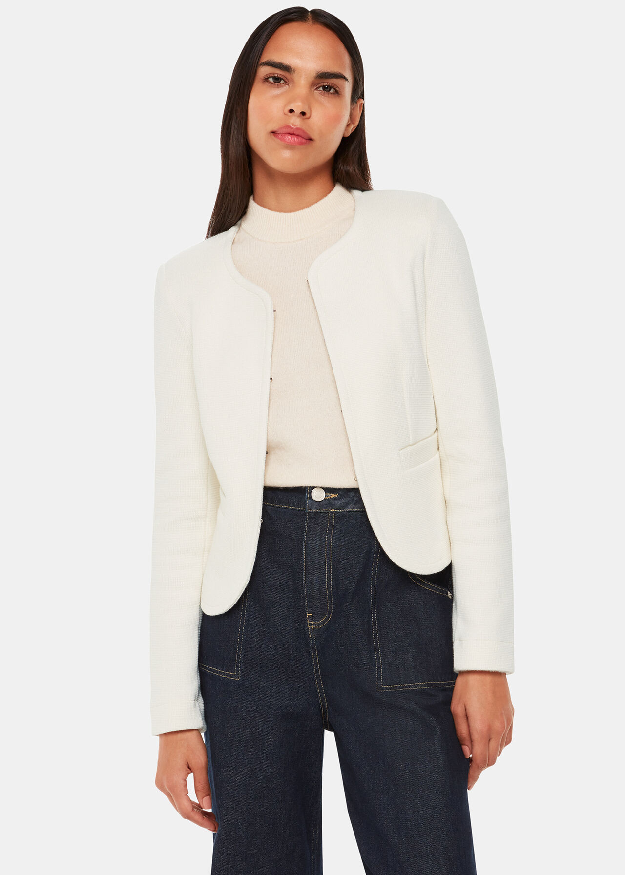 Collarless Jersey Jacket | Whistles