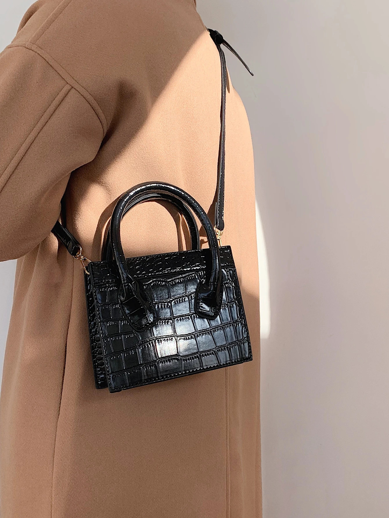 Croc Embossed Satchel Bag | SHEIN