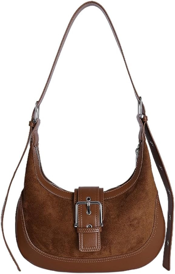 Suede Shoulder Bag Suede Cresent Crossbody Bags for Women Y2k Fall Purse Leather Tote Satchel Han... | Amazon (US)