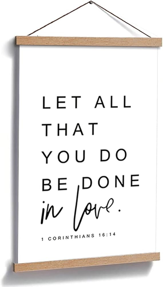 HPNIUB Natural Wood Magnetic Hanger Frame & Canvas Poster-Bible Verse Canvas Wall Art Print Inspi... | Amazon (US)