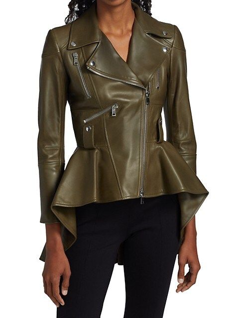 Peplum Leather Jacket | Saks Fifth Avenue