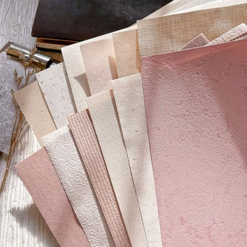 13 Sheets Textured Scrapbook Paper Assorted Set - Mixed Special Craft Paper for Scrapbooking Junk Journaling Supplies Bullet Journal Planner Collage Card Embellishment 5.8x8.3 Inch A5 (Cherry Blossom) | Amazon (US)
